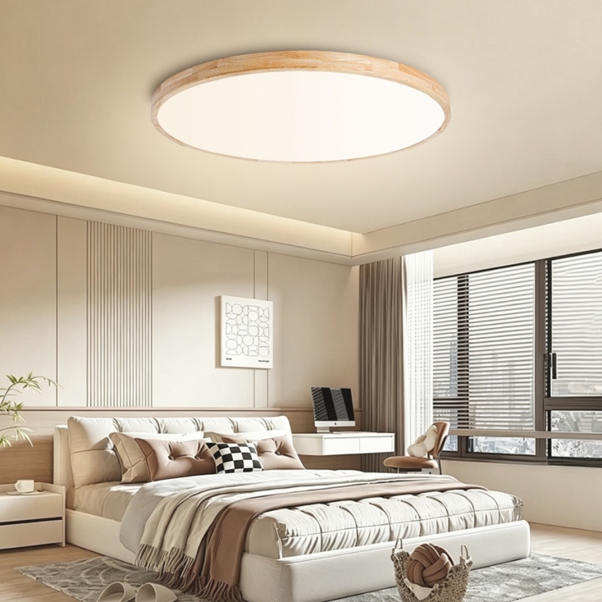 BRILAGI - LED-himennettävä kattovalaisin WOODLINE LED/128W/230V 3000-6000K tammi, halkaisija 100 cm + kaukosäädin
