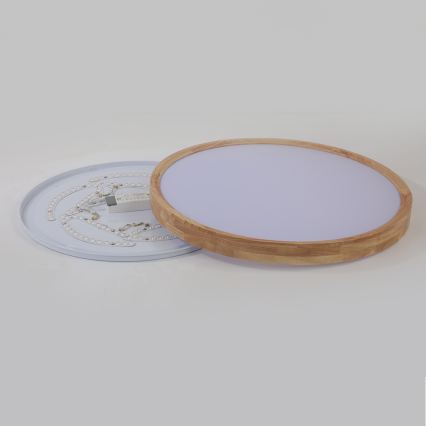 Brilagi - LED-himmennettävä kattovalaisin WOODROUND LED/40W/230V 3000-6000K halkaisija 60 cm puupintainen CRI 90 + kaukosäädin