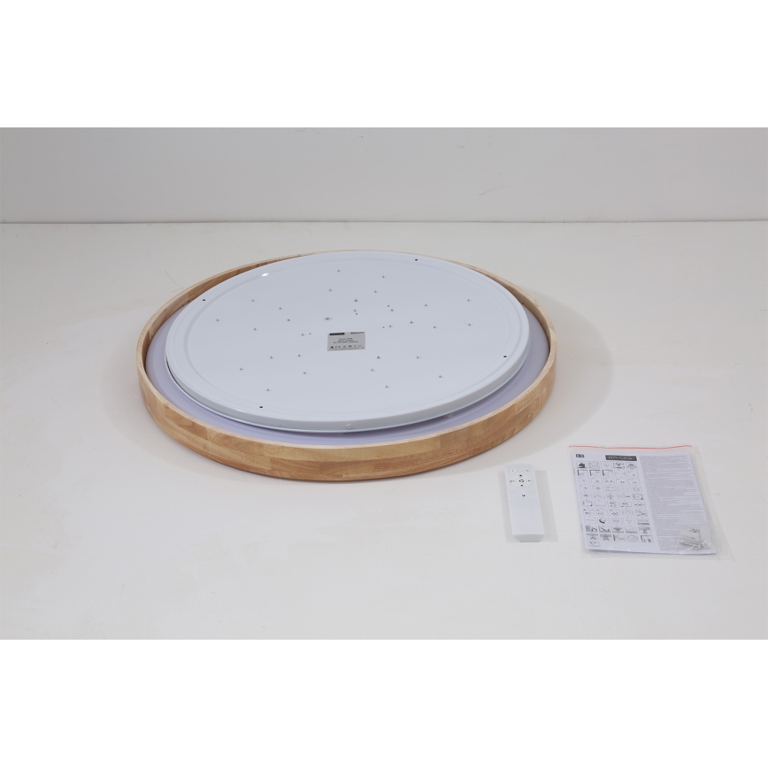 Brilagi - LED-himmennettävä kattovalaisin WOODROUND LED/40W/230V 3000-6000K halkaisija 60 cm puupintainen CRI 90 + kaukosäädin