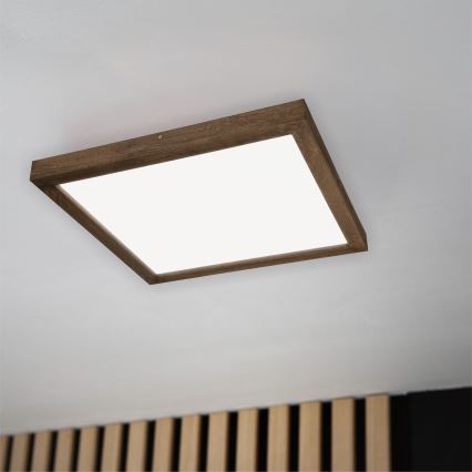 BRILAGI - himmennettävä LED-kattovalaisin kylpyhuoneeseen WOODY FRAME LED/50W/230V tammi/pähkinä 60x60 cm 3000-6000K IP44 + kaukosäädin