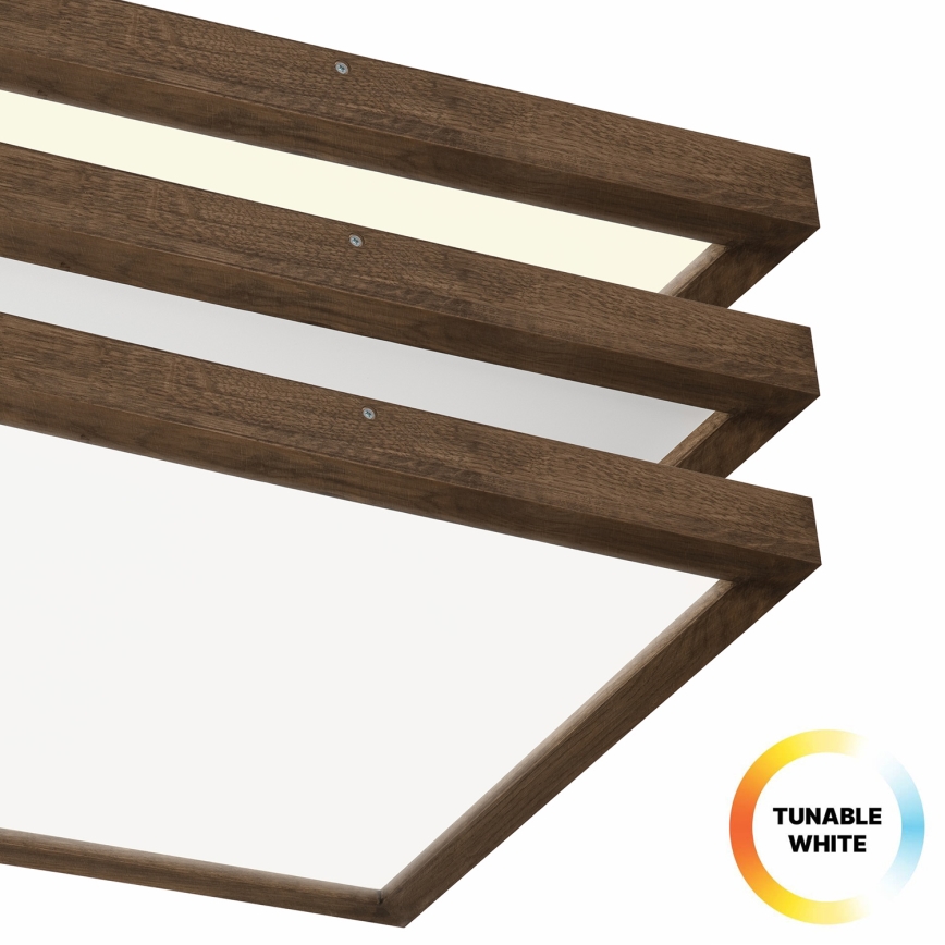 BRILAGI - himmennettävä LED-kattovalaisin kylpyhuoneeseen WOODY FRAME LED/50W/230V tammi/pähkinä 60x60 cm 3000-6000K IP44 + kaukosäädin