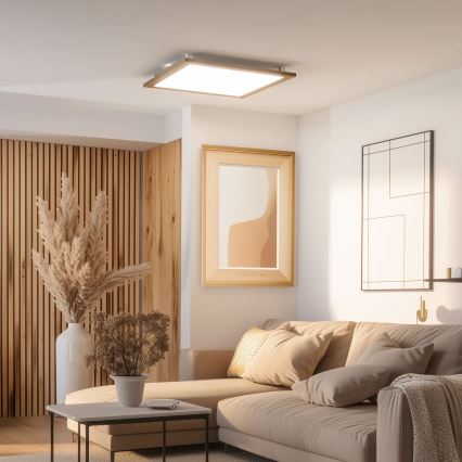 Brilagi - Himmennettävä LED-kattovalaisin SLIMFRAME WOOD LED/58W/230V 64x64 cm 3000-6000K ruskea + kauko-ohjaus