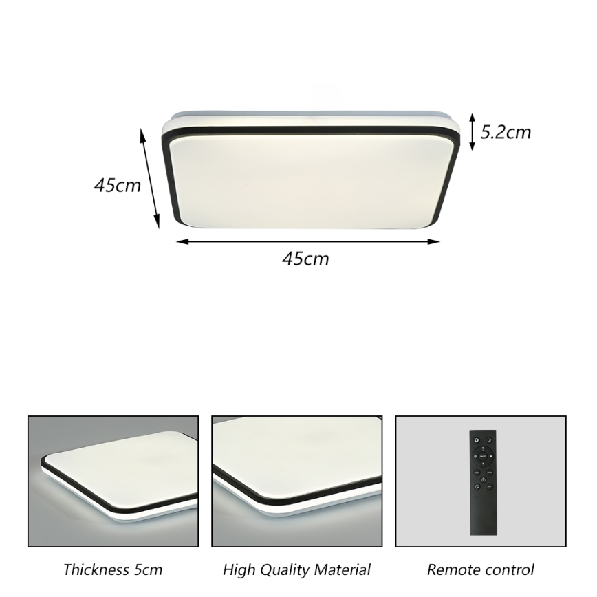 Brilagi - Himmennettävä LED-kattovalaisin SMART LED/36W/230V 3000-6000K 45x45 cm Wi-Fi Tuya + kauko-ohjaus