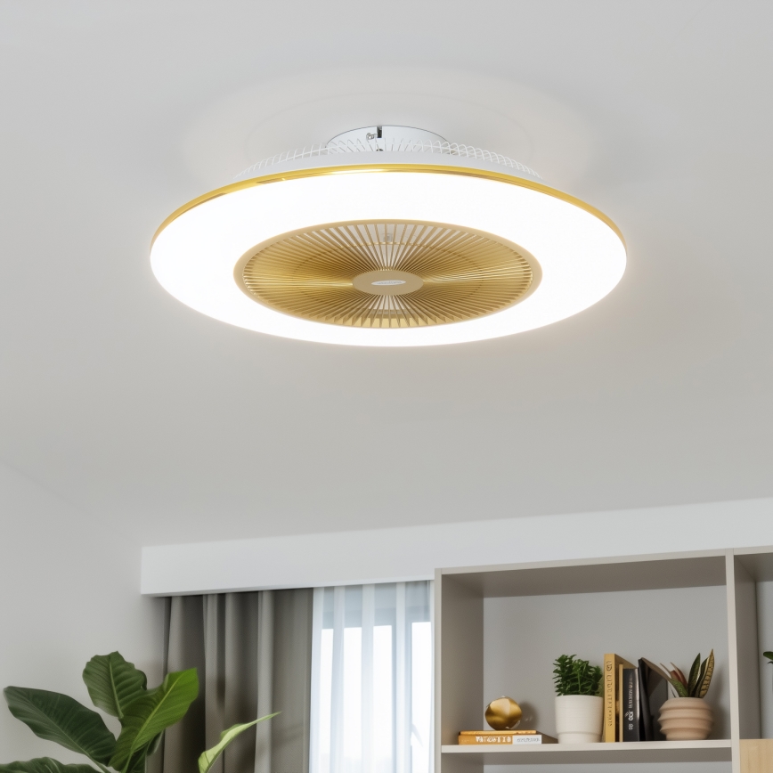 Brilagi - LED Himmennettävä valo tuulettimella AURA LED/38W/230V 3000-6000K kulta + kaukosäädin