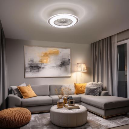 Brilagi - LED Himmennettävä valo tuulettimella RONDA LED/48W/230V 3000-6000K hopea + kaukosäädin