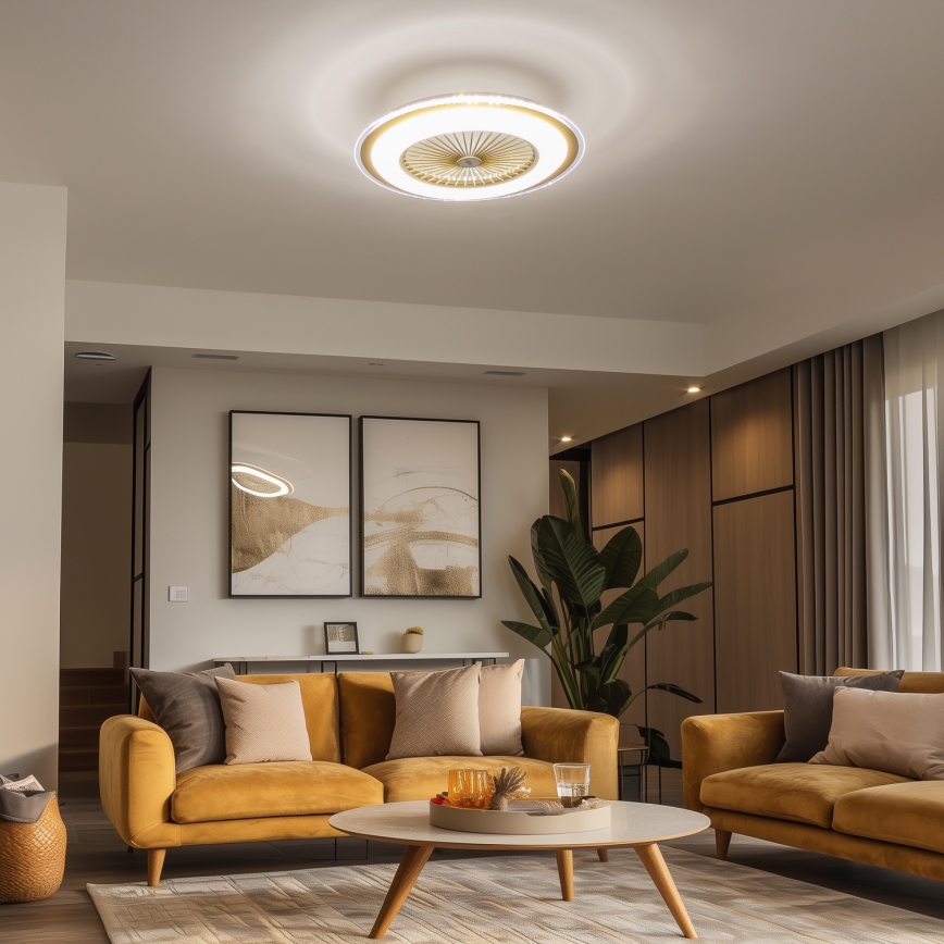 Brilagi - LED Himmennettävä valo tuulettimella RONDA LED/48W/230V 3000-6000K kulta + kaukosäädin