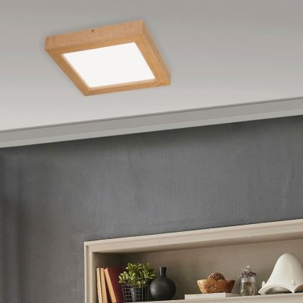 Brilagi - Himmennettävä kylpyhuoneen LED-kattovalaisin WOODY FRAME LED/24W/230V tammi 30x30 cm 3000-6000K IP44 + kauko-ohjaus