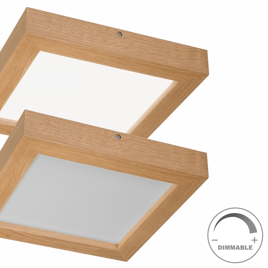 Brilagi - Himmennettävä kylpyhuoneen LED-kattovalaisin WOODY FRAME LED/24W/230V tammi 30x30 cm 3000-6000K IP44 + kauko-ohjaus