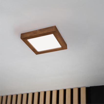 Brilagi - Himmennettävä kylpyhuoneen LED-kattovalaisin WOODY FRAME LED/24W/230V tammi kirsikka 30x30 cm 3000-6000K IP44 + kauko-ohjaus
