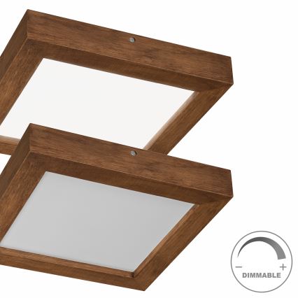 Brilagi - Himmennettävä kylpyhuoneen LED-kattovalaisin WOODY FRAME LED/24W/230V tammi kirsikka 30x30 cm 3000-6000K IP44 + kauko-ohjaus
