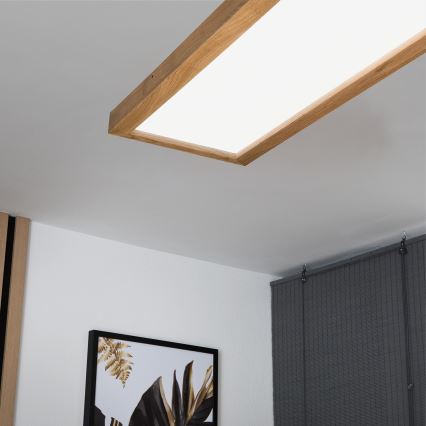 Brilagi - Himmennettävä kylpyhuoneen LED-kattovalaisin WOODY FRAME LED/50W/230V tammi 120x30 cm 3000-6000K IP44 + kauko-ohjaus
