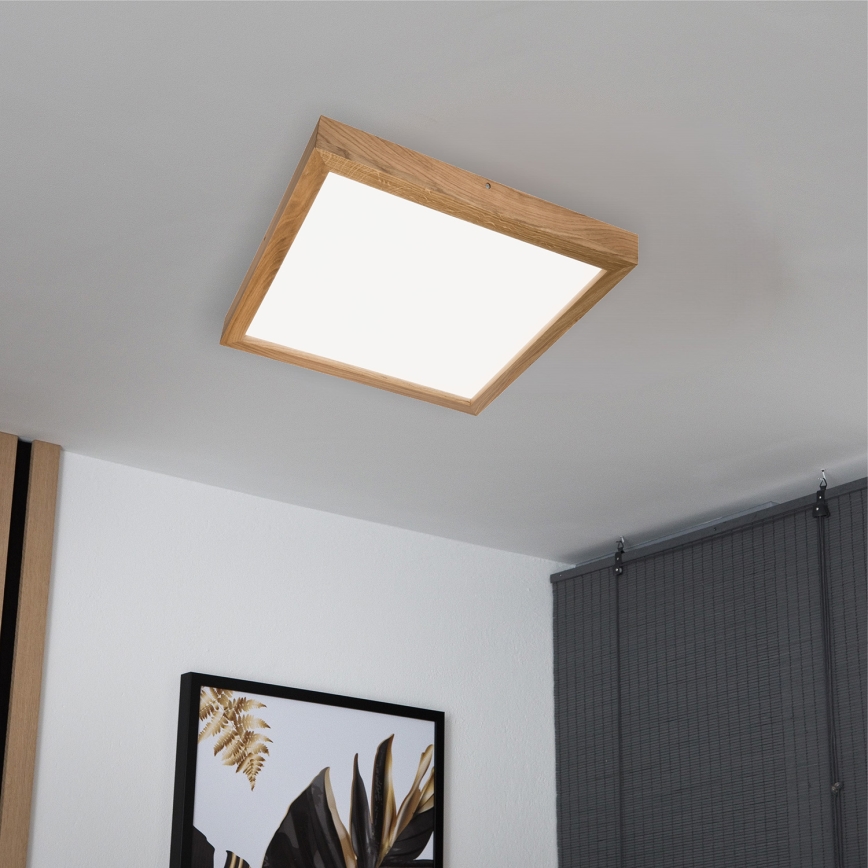 Brilagi - Himmennettävä kylpyhuoneen LED-kattovalaisin WOODY FRAME LED/50W/230V tammi 60x60 cm 3000-6000K IP44 + kauko-ohjaus