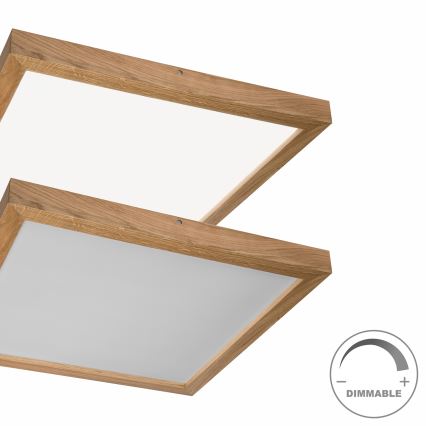 Brilagi - Himmennettävä kylpyhuoneen LED-kattovalaisin WOODY FRAME LED/50W/230V tammi 60x60 cm 3000-6000K IP44 + kauko-ohjaus