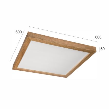 Brilagi - Himmennettävä kylpyhuoneen LED-kattovalaisin WOODY FRAME LED/50W/230V tammi 60x60 cm 3000-6000K IP44 + kauko-ohjaus