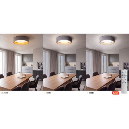 Brilagi - LED-himmennettävä kattovalaisin VELVET SMARTIX LED/24W/230V 3000-6000K Ø 45 cm harmaa/kulta Wi-Fi Tuya Beacon + kauko-ohjain