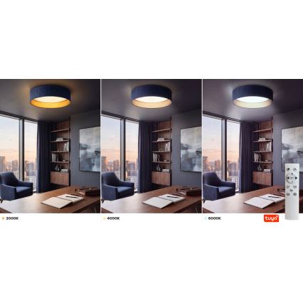 Brilagi - Himmennettävä LED-kattovalaisin VELVET SMARTIX LED/24W/230V 3000-6000K halkaisija 45 cm sininen/kultainen Wi-Fi Tuya Beacon + kaukosäädin