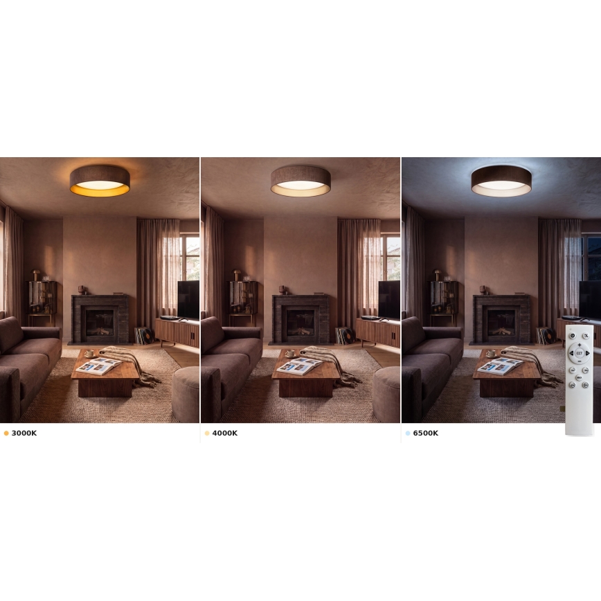 Brilagi - Himmennettävä LED-kattovalaisin VELVET SMART VARI LED/36W/230V 3000-6500K halkaisija 55 cm ruskea/kultainen + kaukosäädin