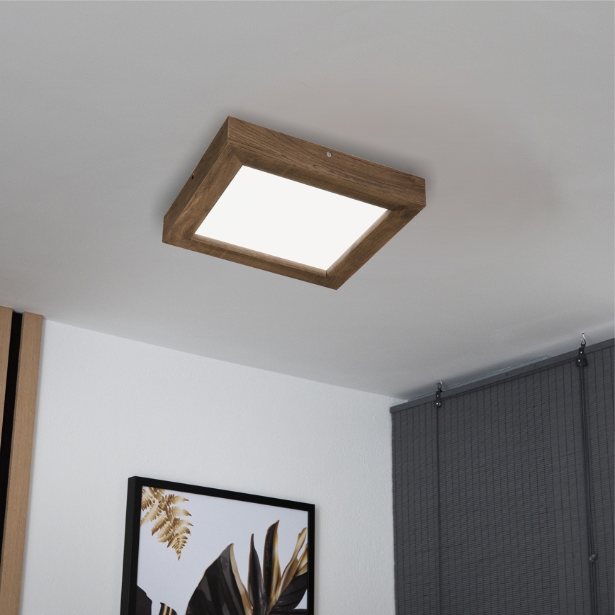 Brilagi - LED himmennettävä kylpyhuoneen kattovalaisin WOODY FRAME LED/24W/230V tammi-pähkinä 30x30 cm 3000-6000K IP44 + kaukosäädin