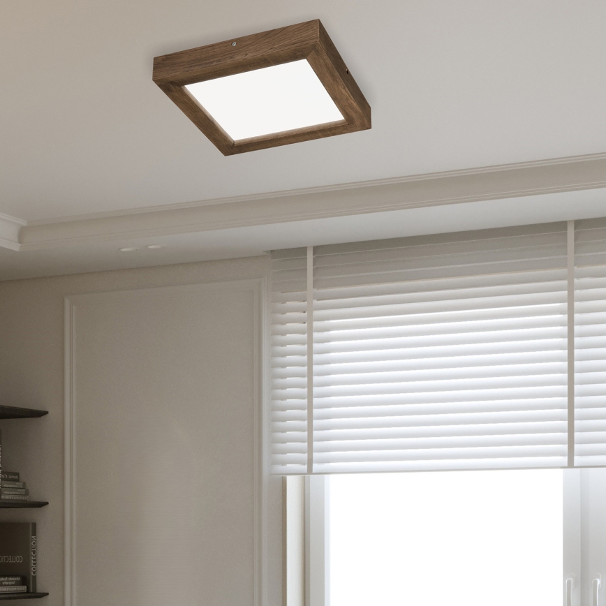 Brilagi - LED himmennettävä kylpyhuoneen kattovalaisin WOODY FRAME LED/24W/230V tammi-pähkinä 30x30 cm 3000-6000K IP44 + kaukosäädin