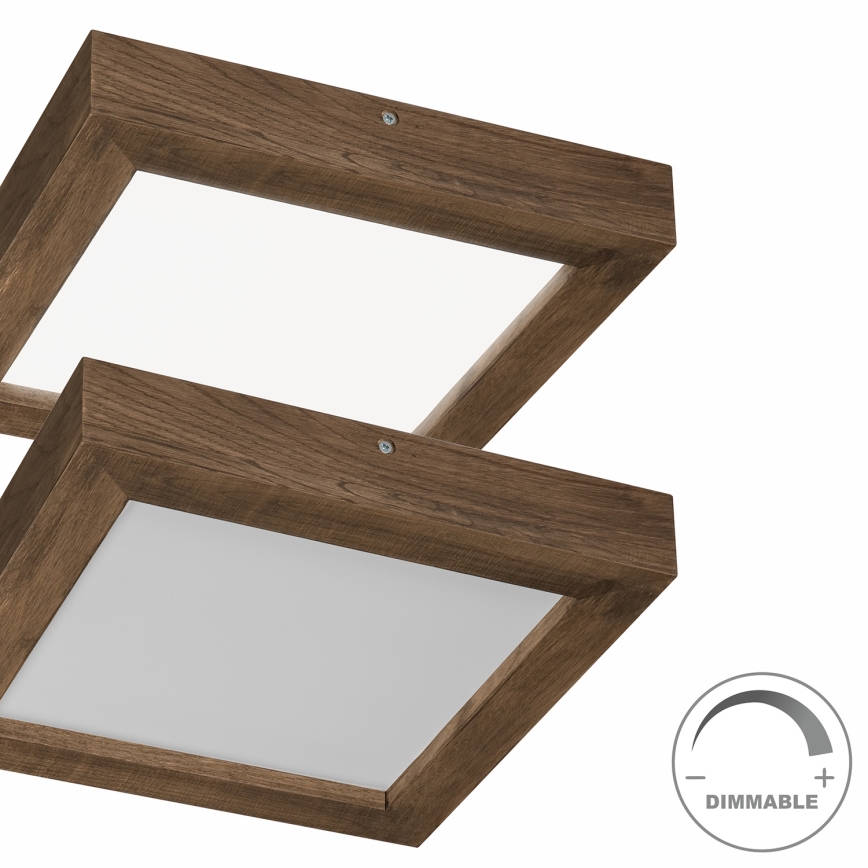 Brilagi - LED himmennettävä kylpyhuoneen kattovalaisin WOODY FRAME LED/24W/230V tammi-pähkinä 30x30 cm 3000-6000K IP44 + kaukosäädin