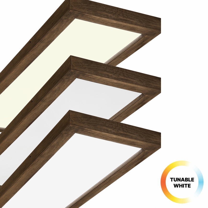 Brilagi - LED himmennettävä kylpyhuoneen kattovalaisin WOODY FRAME LED/50W/230V tammi-pähkinä 120x30 cm 3000-6000K IP44 + kaukosäädin