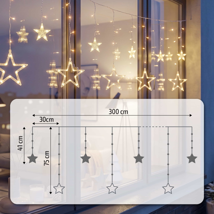 BRILAGI - LED jouluinen ulkoverho 123xLED/3xAA/USB 3m IP44 lämmin valkoinen