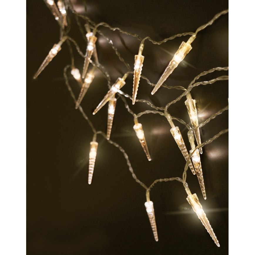 Brilagi - LED Jouluketju ulkokäyttöön 50xLED/8 toimintoa/3xAA 8m IP44 lämmin valkoinen