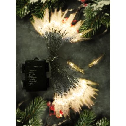 Brilagi - LED Jouluketju ulkokäyttöön 50xLED/8 toimintoa/3xAA 8m IP44 lämmin valkoinen