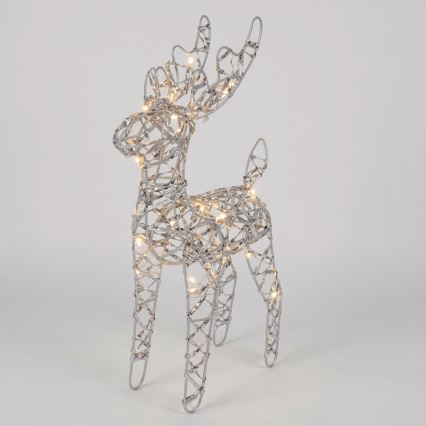 BRILAGI - LED-joulukoriste LED/3xAA 42 cm poro lämmin valkoinen/hopea