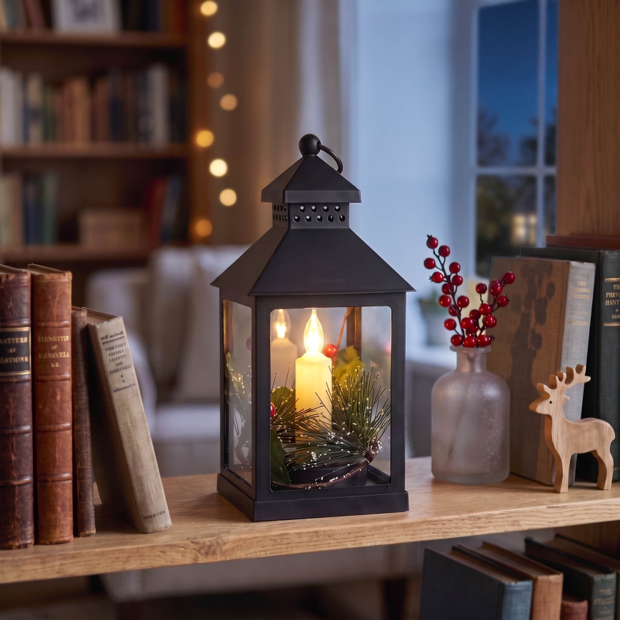 BRILAGI - LED joulukoriste LED/3xAAA lyhty musta
