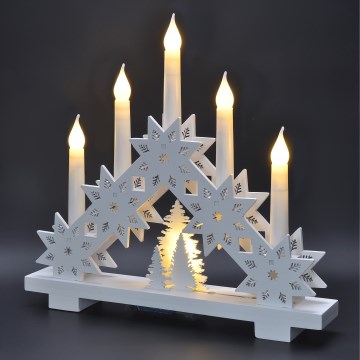 BRILAGI - LED-joulukynttelikkö 5xLED/2xAA valkoinen