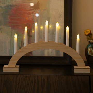 BRILAGI - LED-joulukynttelikkö 7xLED/2xAA beige/valkoinen