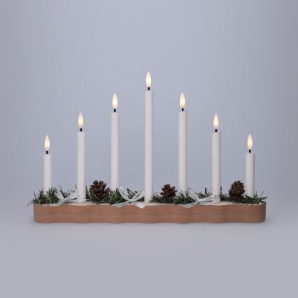 BRILAGI - LED-joulukynttilänjalka 7xLED/2xAA beige/valkoinen