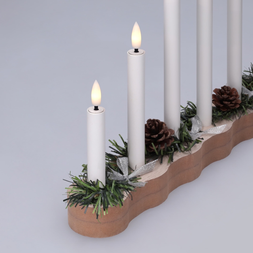 BRILAGI - LED-joulukynttilänjalka 7xLED/2xAA beige/valkoinen