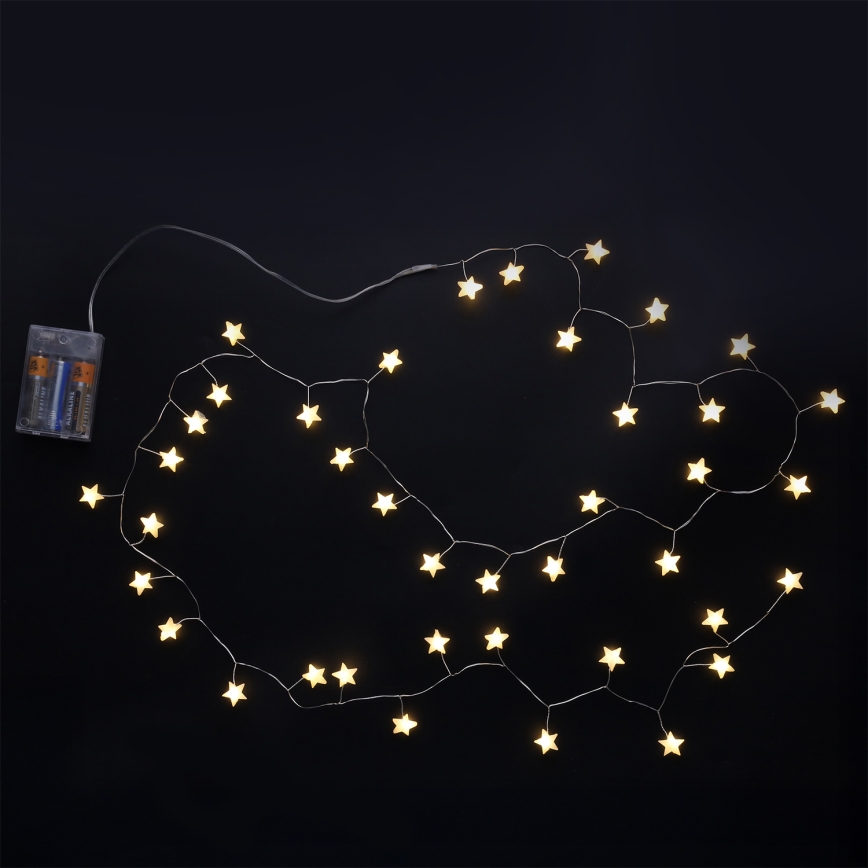 Brilagi - LED jouluvaloketju 40xLED/3xAA 1,8m lämmin valkoinen tähdet