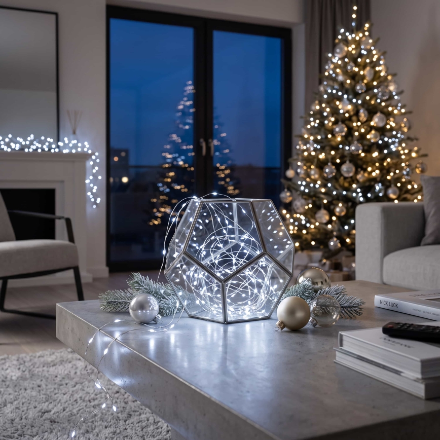 Brilagi - LED-jouluvalosarja 100xLED/3xAA 10 m kylmänvalkoinen