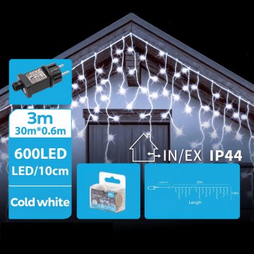 BRILAGI - LED jouluvalosarja ulkokäyttöön 600xLED/6W/8 toimintoa 33m IP44 kylmänvalkoinen