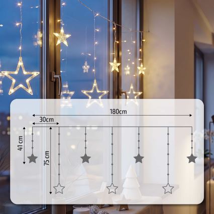 BRILAGI - LED Jouluverho 77xLED/3xAA/USB 1,8m lämmin valkoinen