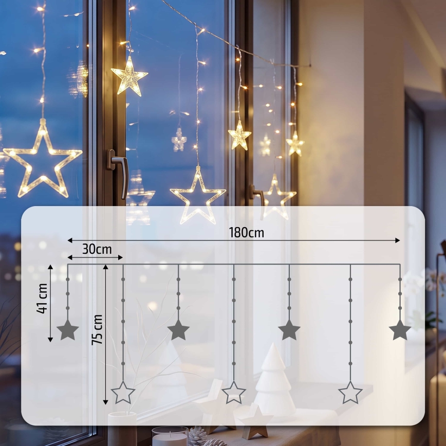 BRILAGI - LED Jouluverho 77xLED/3xAA/USB 1,8m lämmin valkoinen