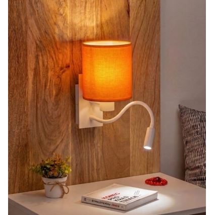 Brilagi - LED-taipuisa seinävalaisin NUBILA 1xE27/25W/230V + LED/3W valkoinen/oranssi