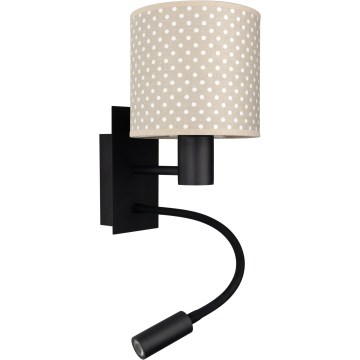 BRILAGI - LED-joustava seinävalaisin BOBO 1xE27/25W/230V + LED/3W musta/beige/pilkullinen