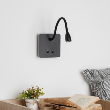 Brilagi - LED Joustava seinävalaisin MAYA Double LED/4W/230V + LED/3W musta