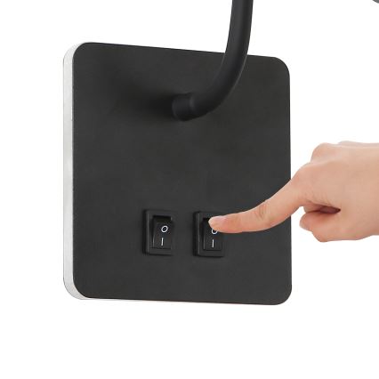 Brilagi - LED Joustava seinävalaisin MAYA Double LED/4W/230V + LED/3W musta