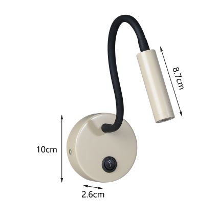 Brilagi - LED Joustava seinävalaisin MAYA LED/3W/230V 4000K beige