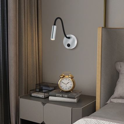 Brilagi - LED Joustava seinävalaisin MAYA LED/3W/230V 4000K hopea