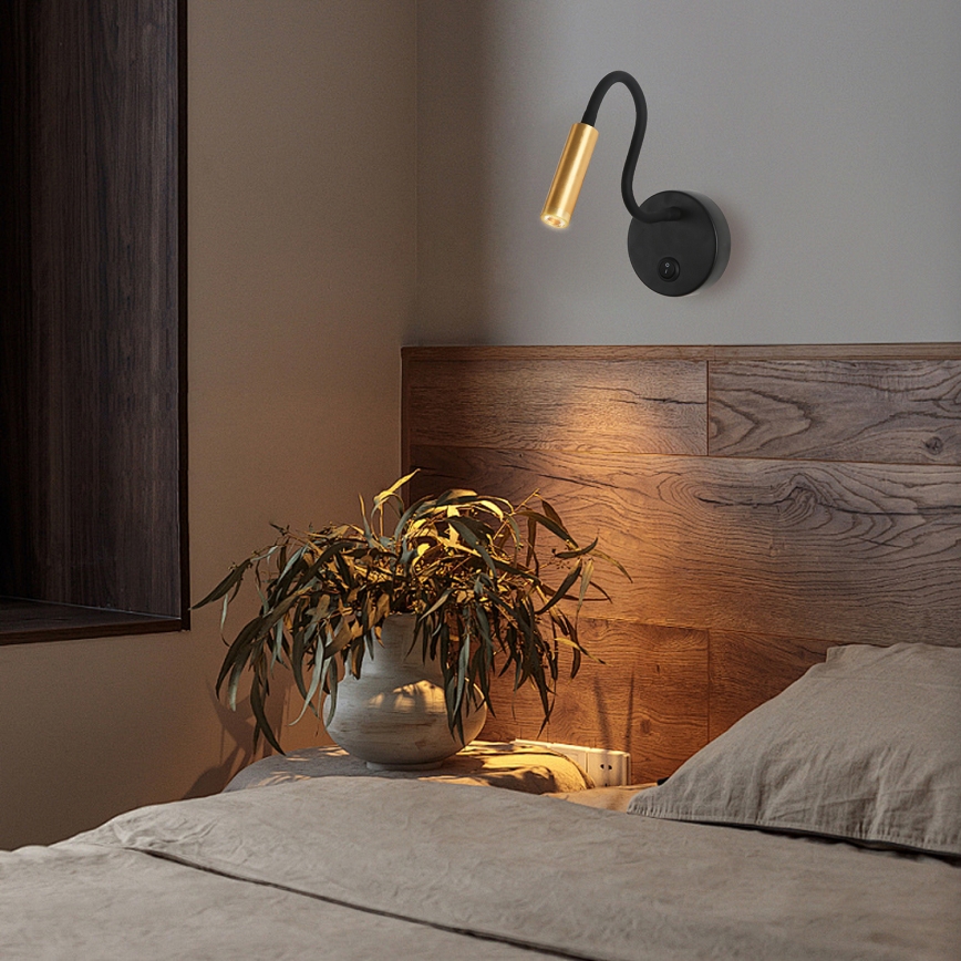 Brilagi - LED Joustava seinävalaisin MAYA LED/3W/230V 4000K musta/kulta