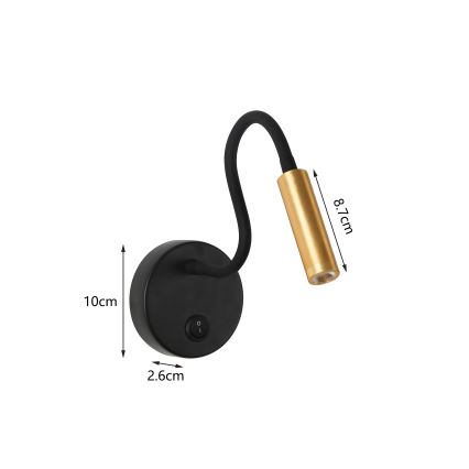 Brilagi - LED Joustava seinävalaisin MAYA LED/3W/230V 4000K musta/kulta