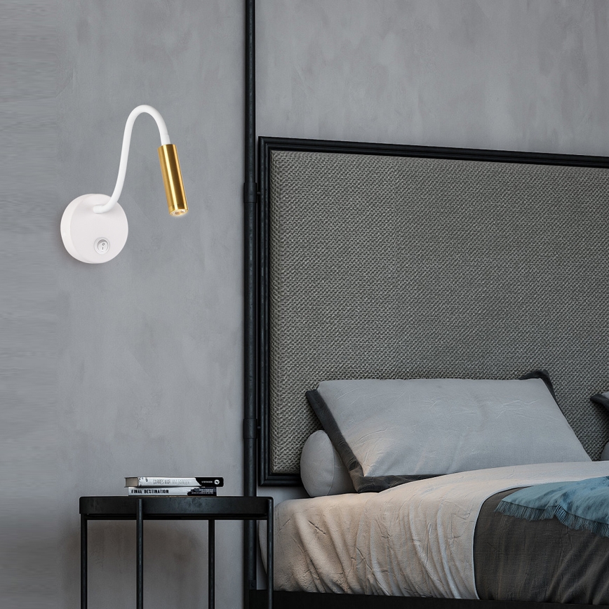 Brilagi - LED Joustava seinävalaisin MAYA LED/3W/230V 4000K valkoinen/kulta