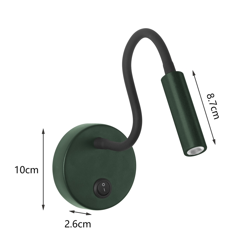 Brilagi - LED Joustava seinävalaisin MAYA LED/3W/230V 4000K vihreä