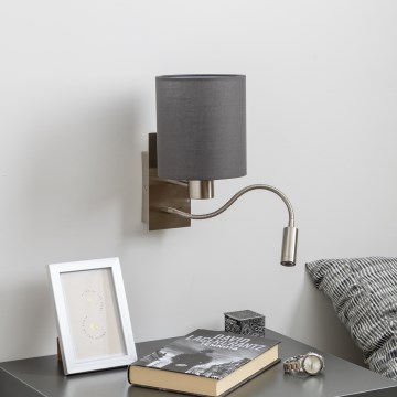 Brilagi - LED Joustava seinävalaisin NUBILA 1xE27/25W/230V + LED/3W mattakromi/antrasiitti